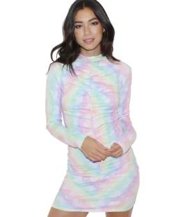 Candy Party Rouched Long Sleeve Dress
