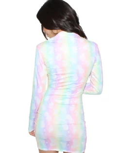 Candy Party Rouched Long Sleeve Dress