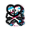 Double Skull and Crossbones Red White and Blue Camo Die Cut Sticker