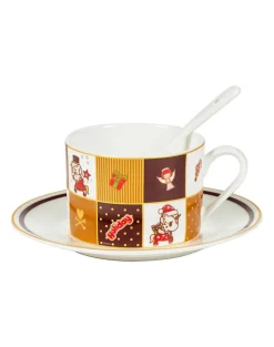 Happy Holidays Ceramic Cup and Saucer